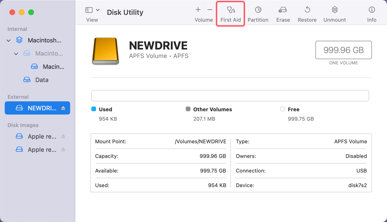 select the First Aid option at the top