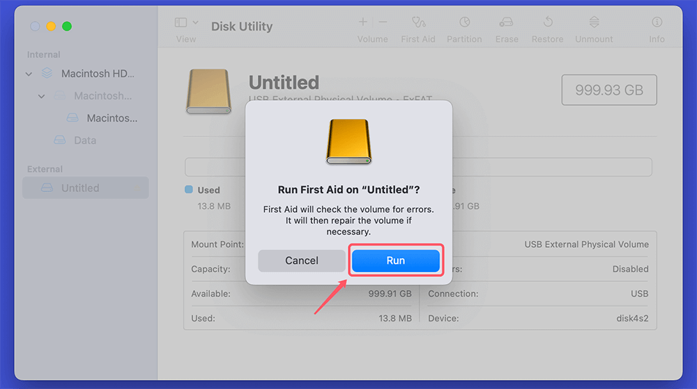 Click Run to begin the process