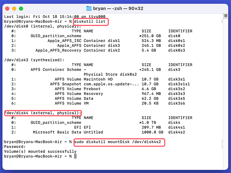 Use Terminal to Manually Mount the Drive