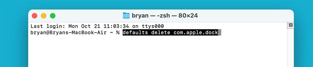 Enter the Reset Command