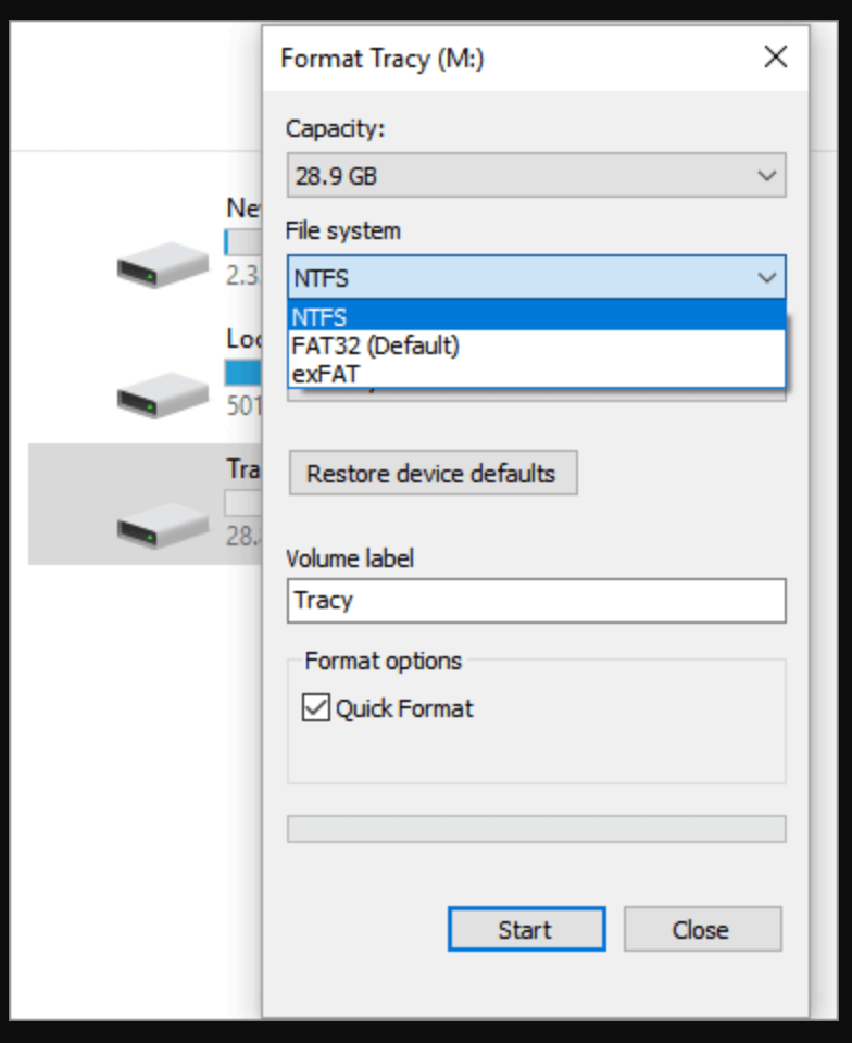 To format your USB drive or SD card On Windows