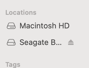 Click 'Locations' and then look for Seagate Backup Plus drive