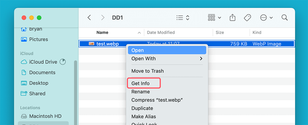 Access the file's properties