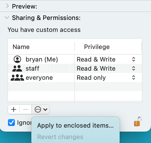Apply changes to enclosed items