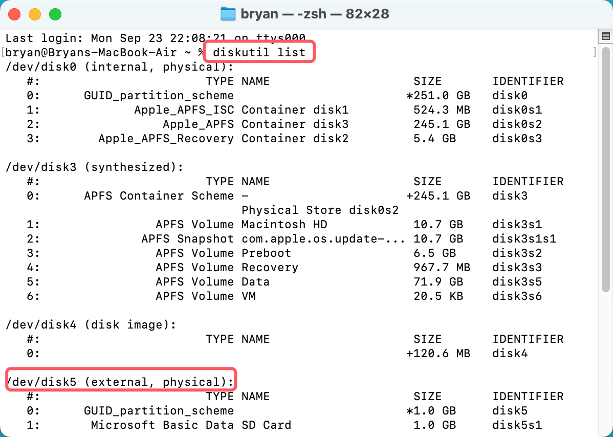 Type diskutil list and find the Seagate Backup Plus