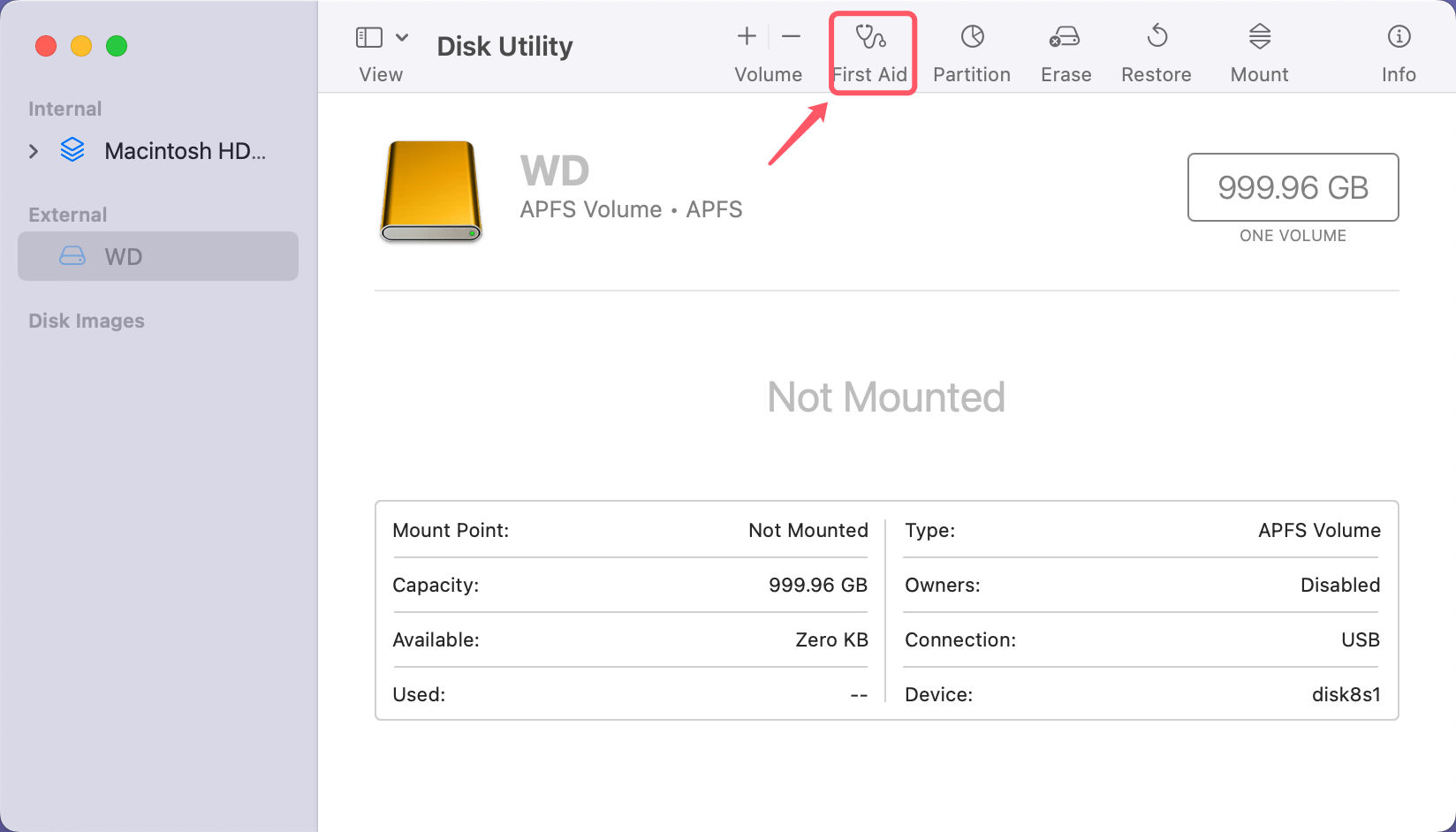 Verify with Disk Utility