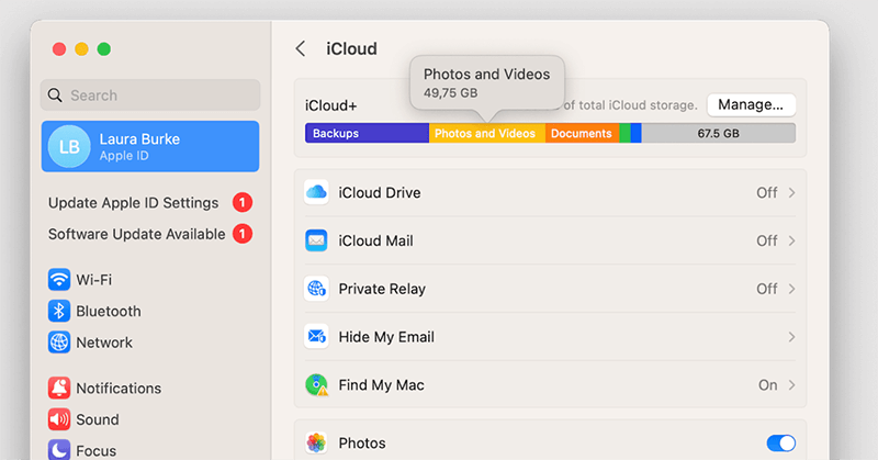 Go to iCloud Settings