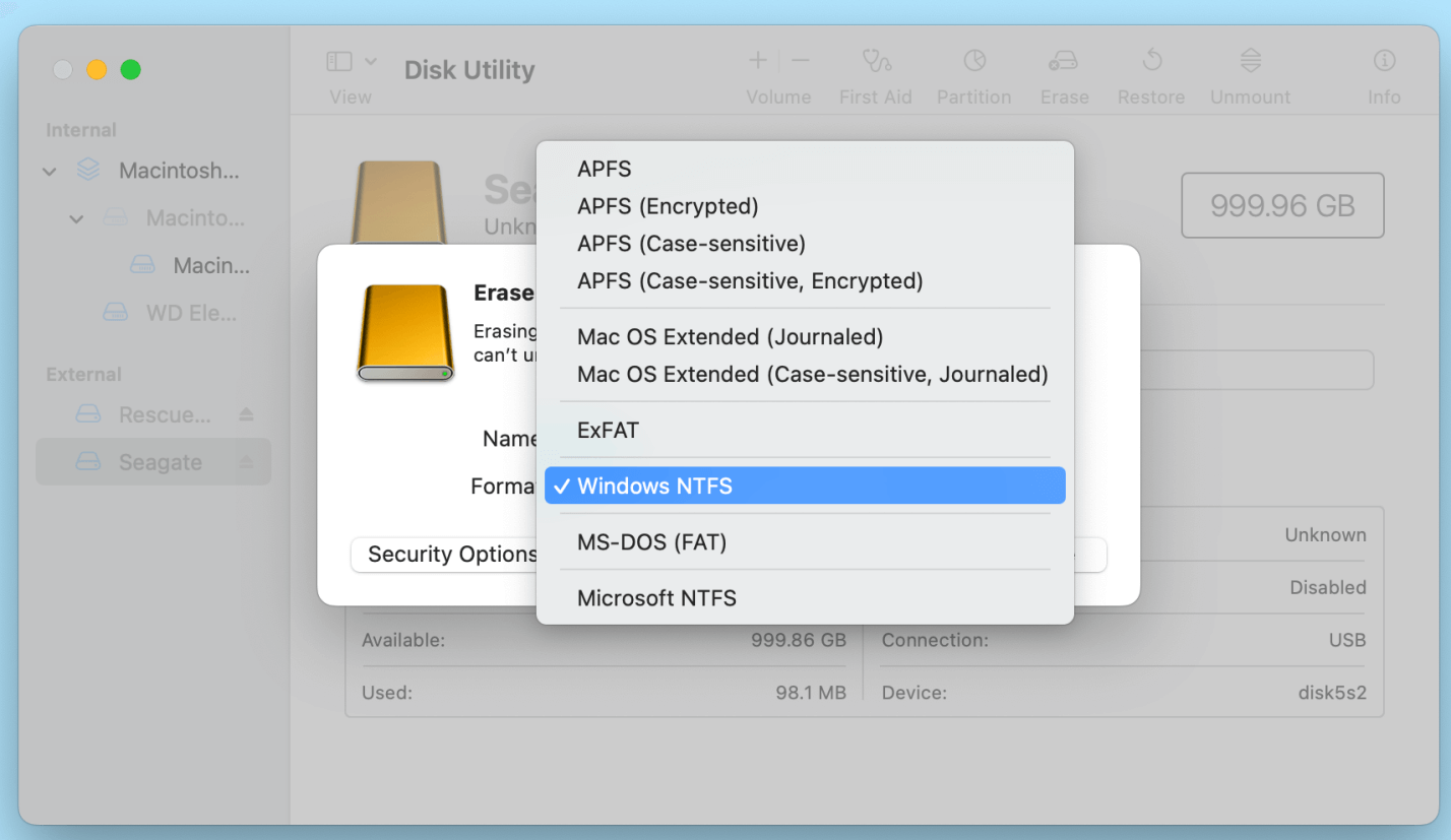 fix Seagate external hard drive read-only issue on Mac