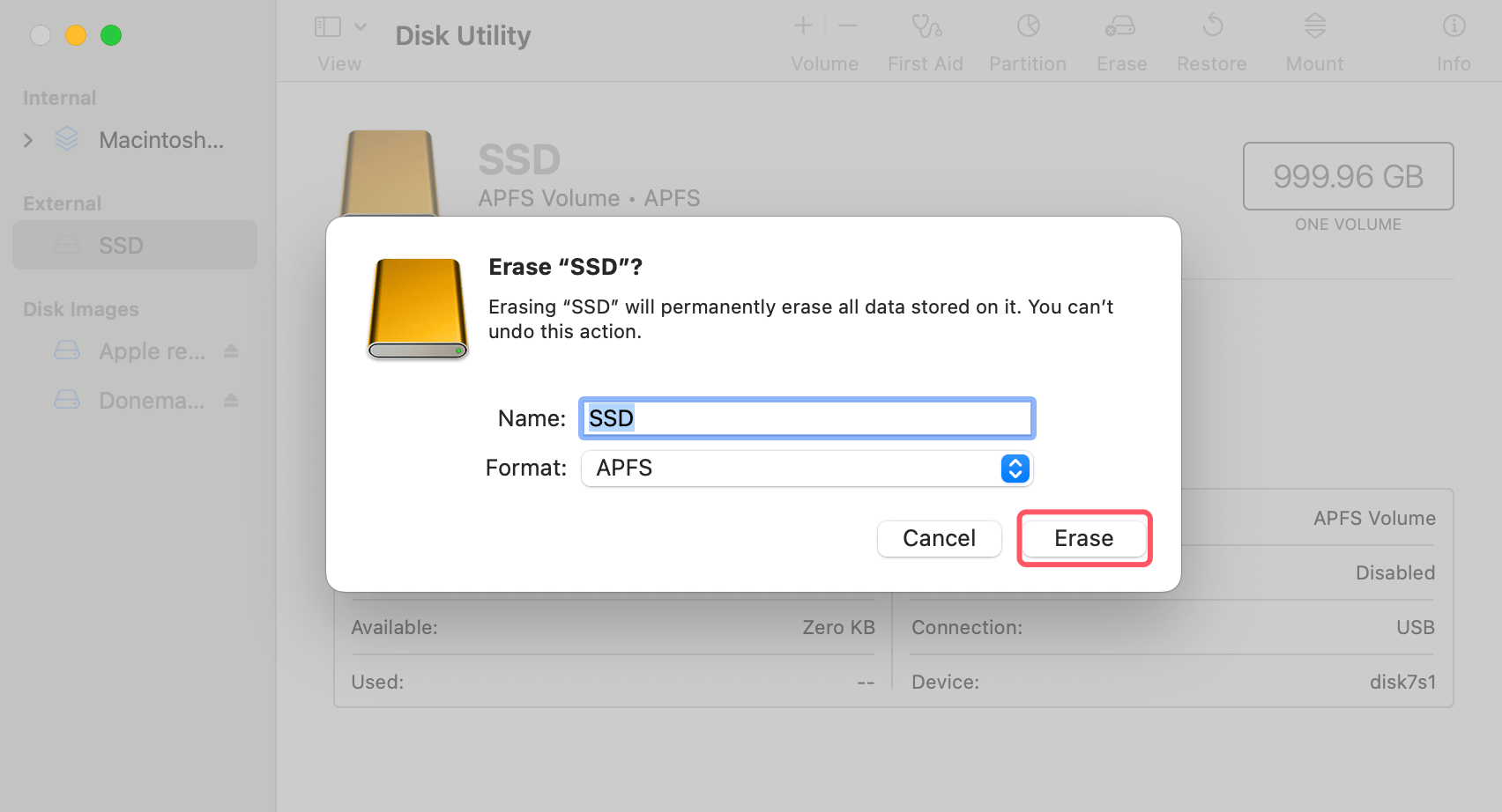 SSD not mounting on a MacBook Pro