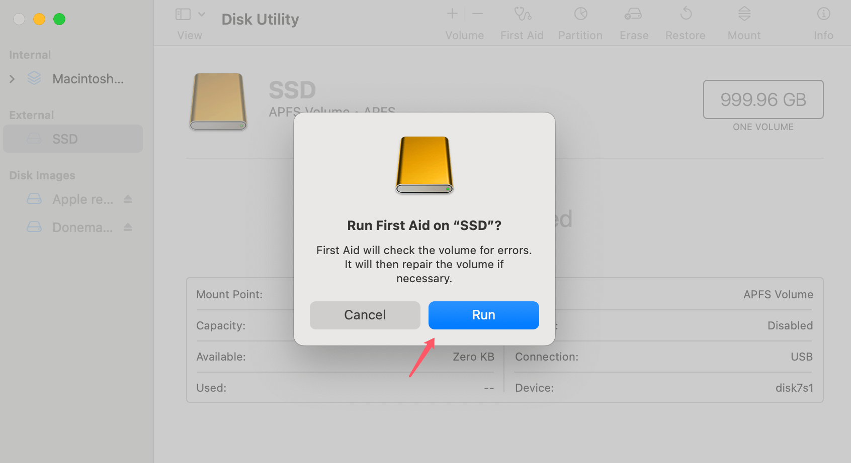 SSD not mounting on a MacBook Pro