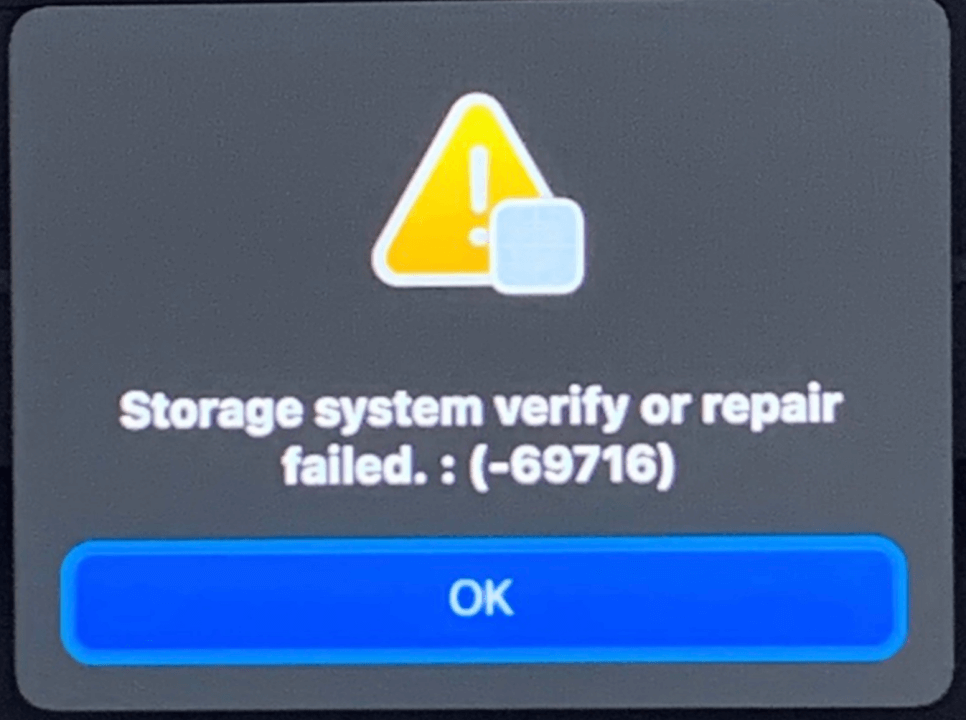 Storage System Verify or Repair Failed -69716