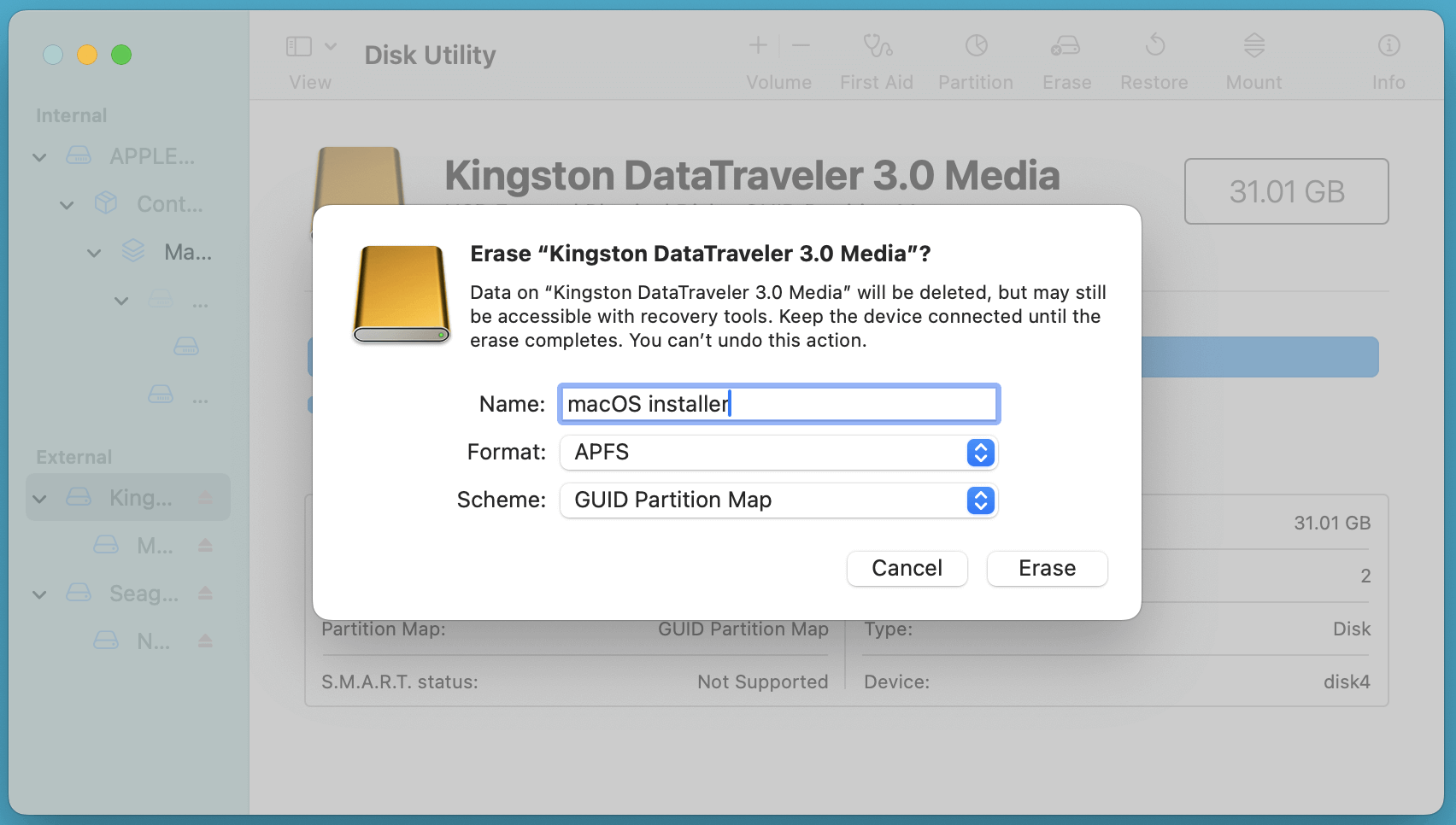 The volume is not compatible with this update