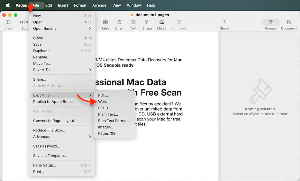 fix unreadable Word document on Mac