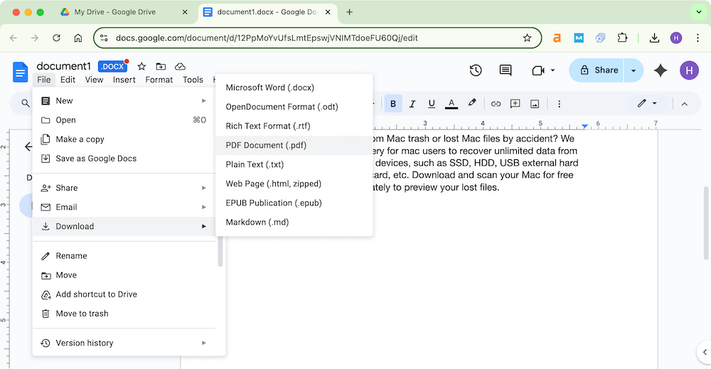 fix unreadable Word document on Mac