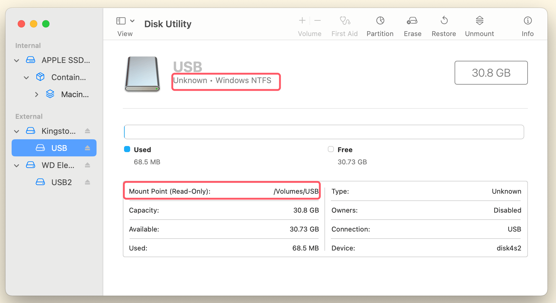 USB drive that's read-only on your Mac
