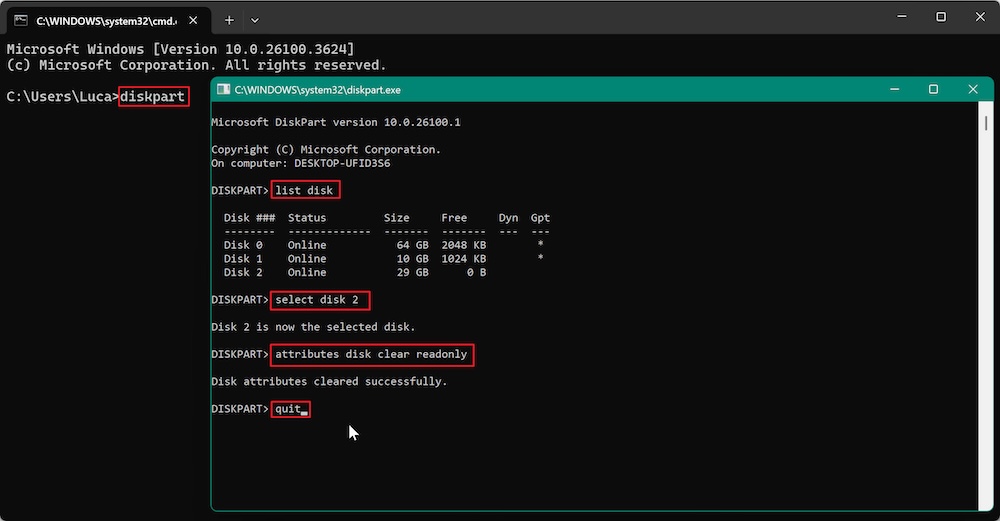 fix 'The disk is write protected' in Windows