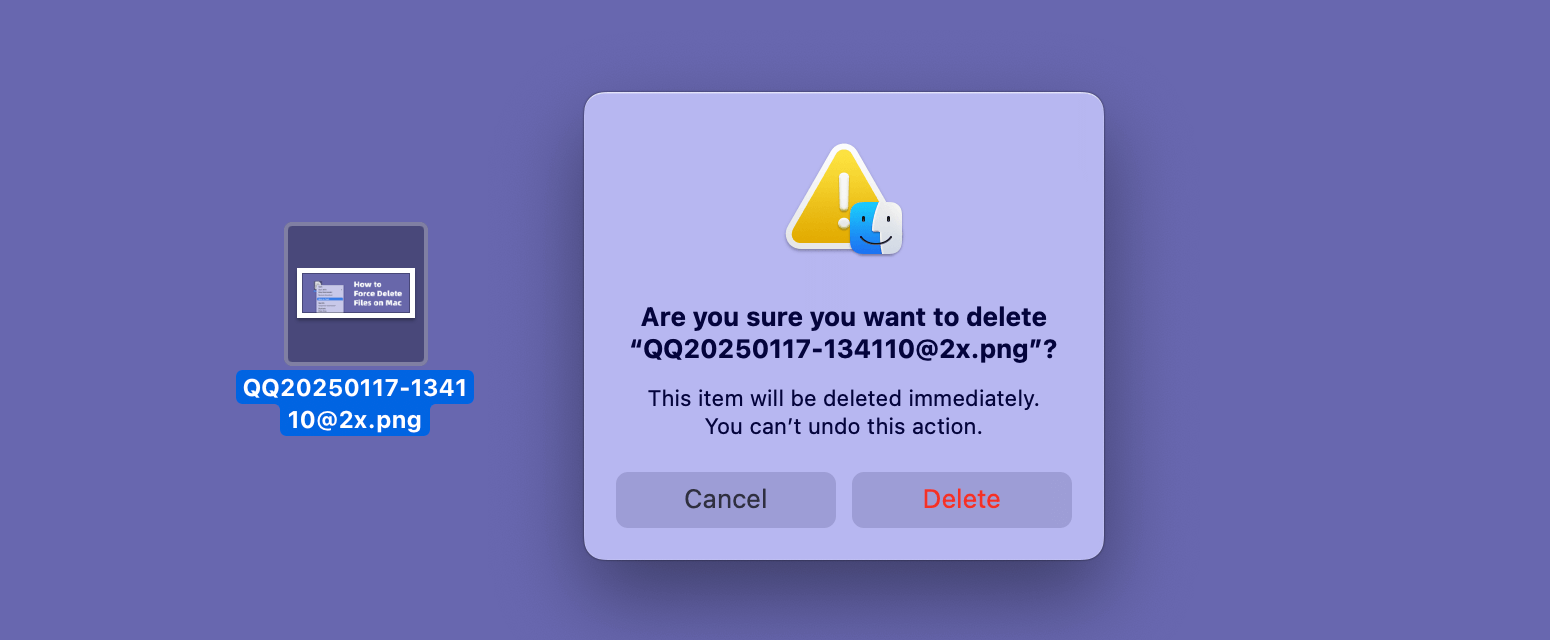 Force deleting files on Mac