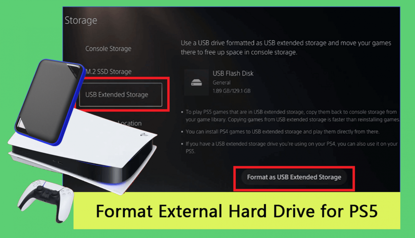 formatting a drive for the PS5