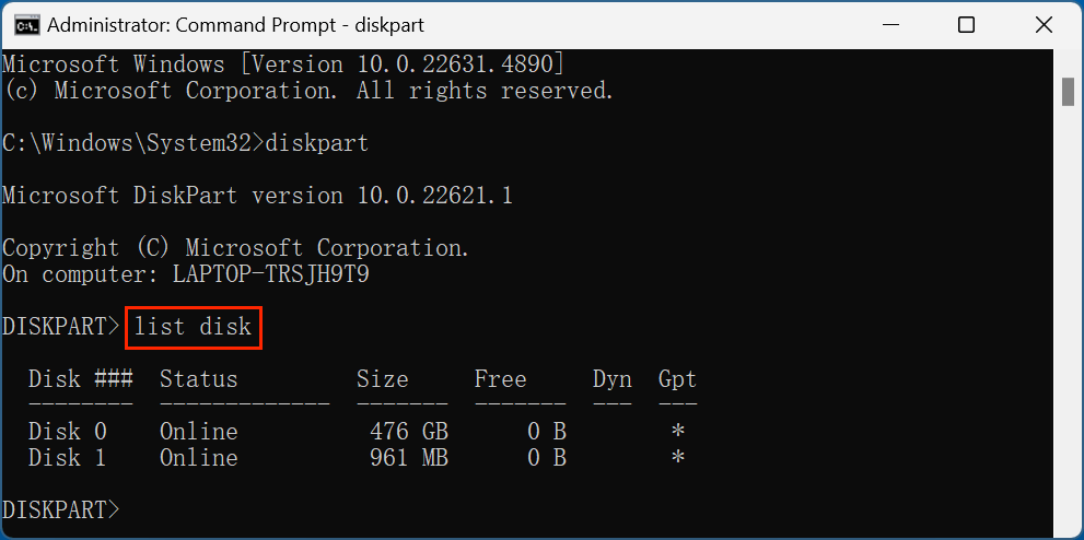 Formatting a drive using Command Prompt