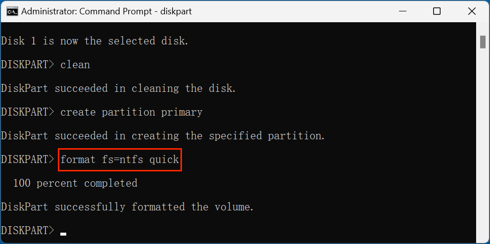 Formatting a drive using Command Prompt
