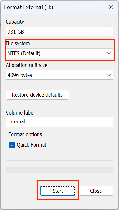 format a hard drive in Windows 11