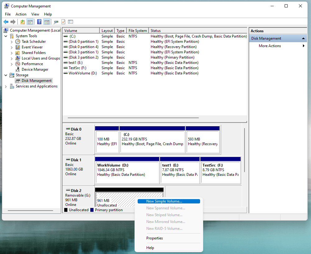 Format M.2 SSD on Windows with Disk Management