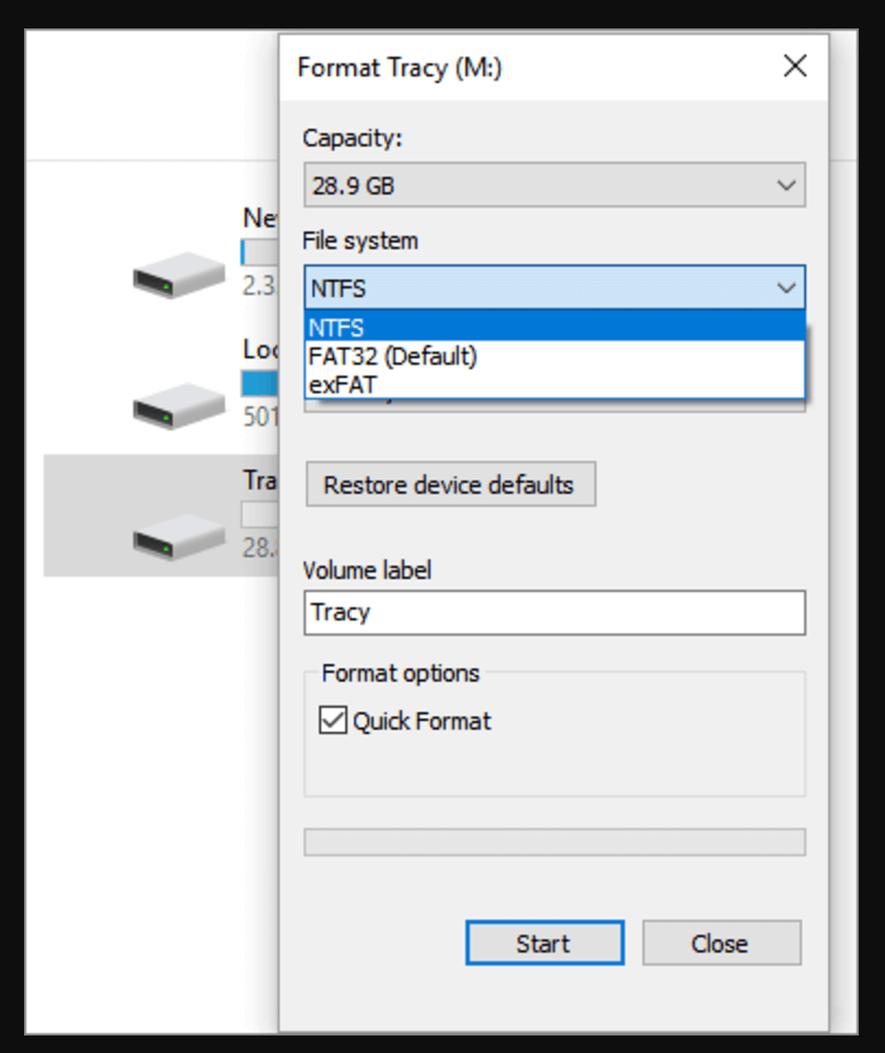 formatting an SD card to NTFS on a Mac