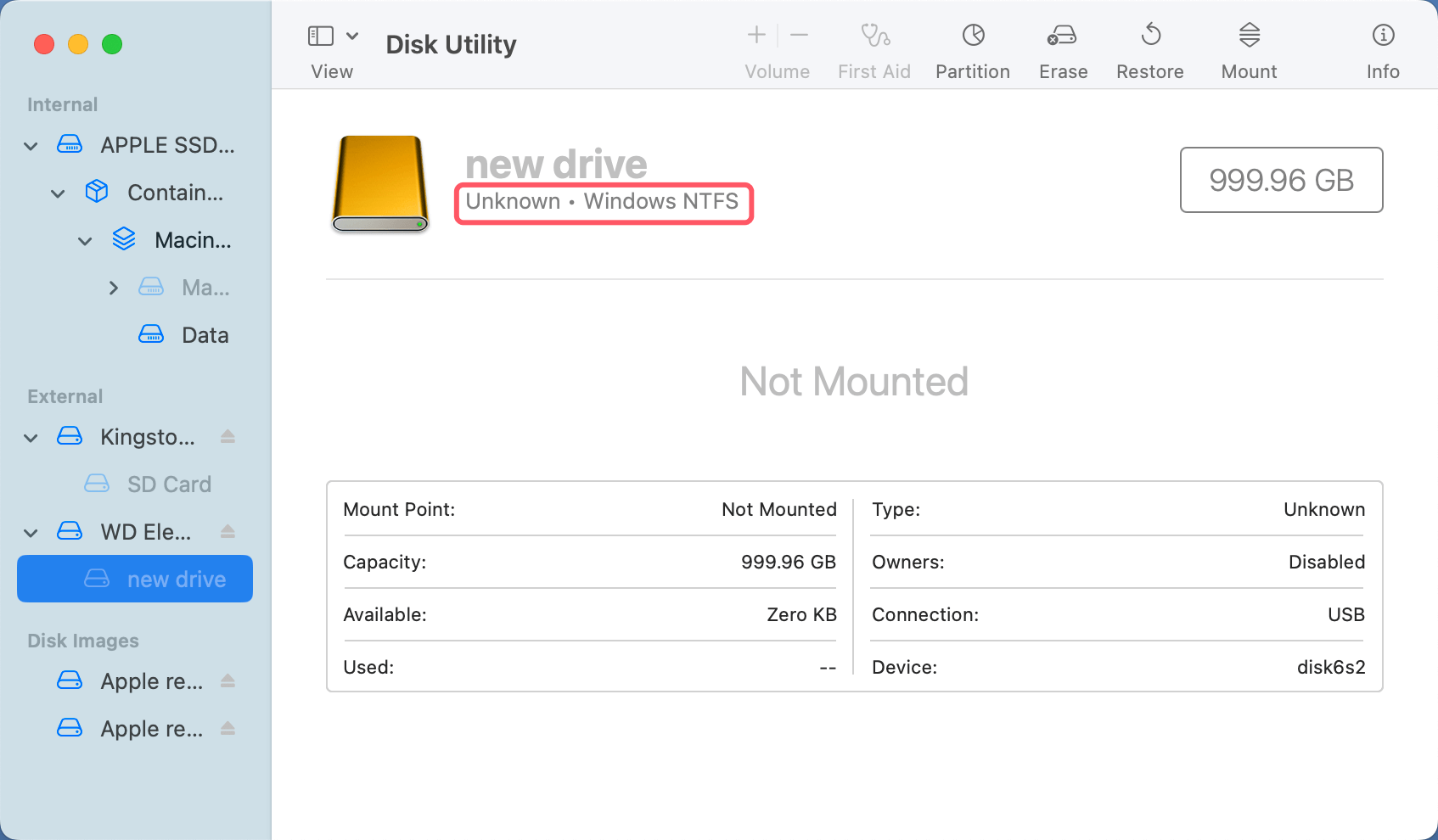 formatting a Seagate or WD external hard drive to NTFS on macOS