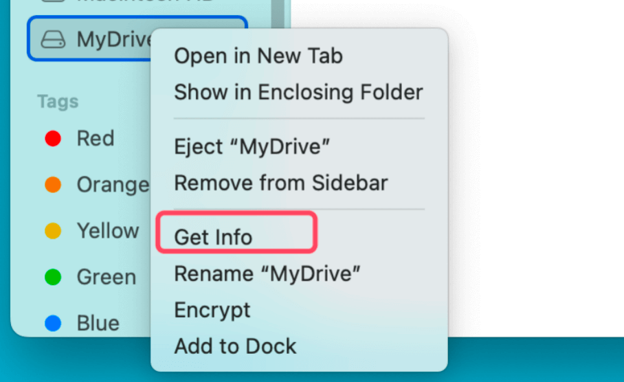 Get Info on the Drive