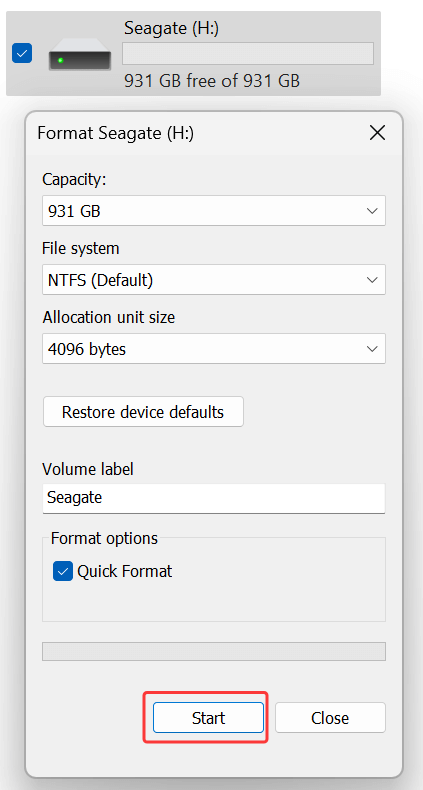 Select NTFS or exFAT