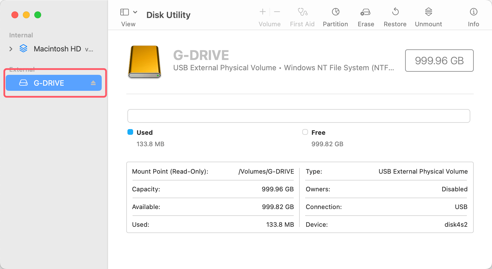 format SanDisk G-DRIVE for Mac