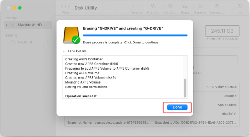 format SanDisk G-DRIVE for Mac