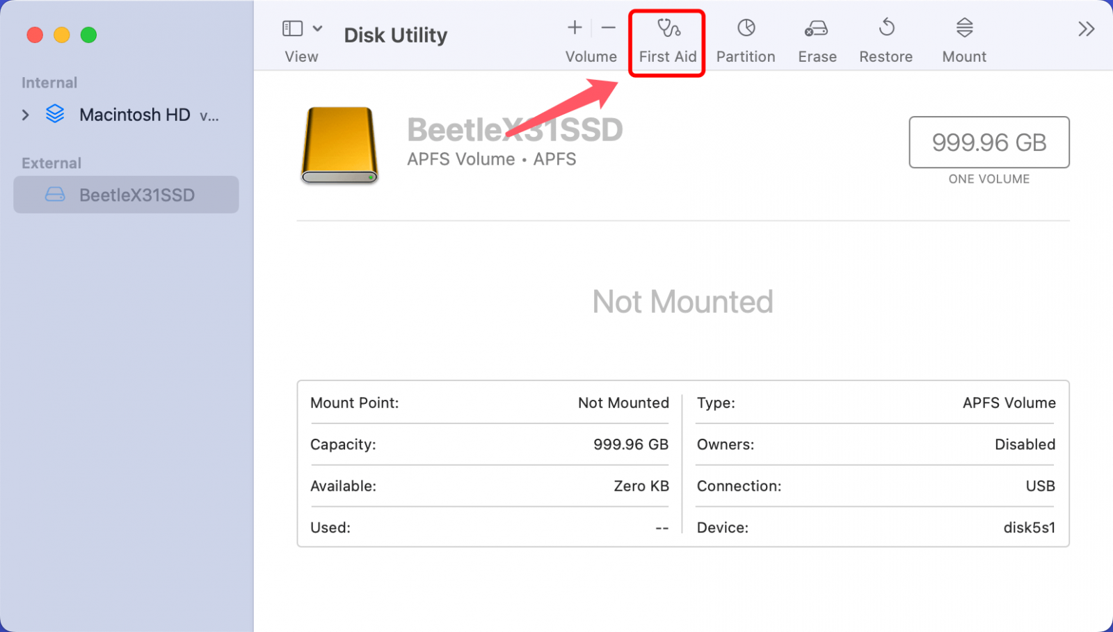 format SK Hynix Beetle X31 SSD for Mac