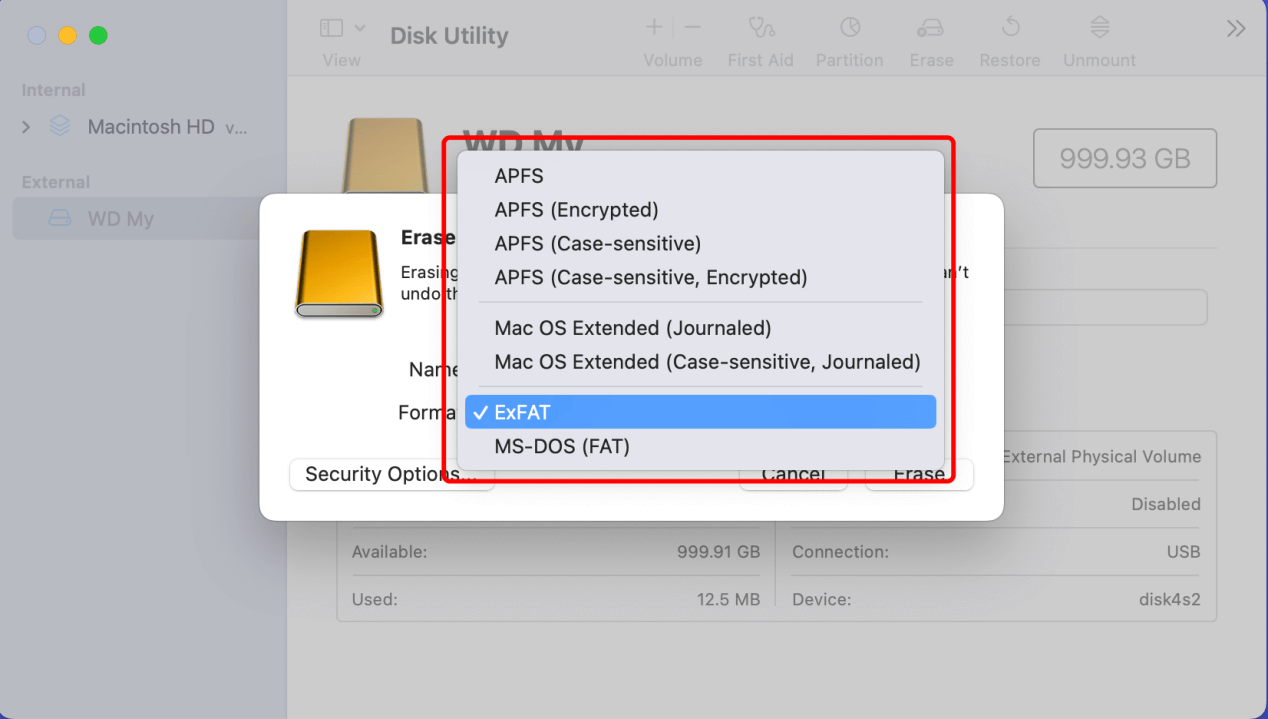 format WD My Passport on Mac