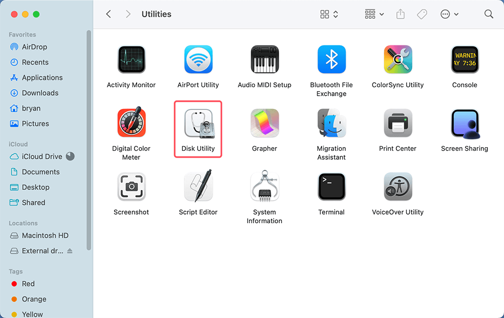 Open Disk Utility