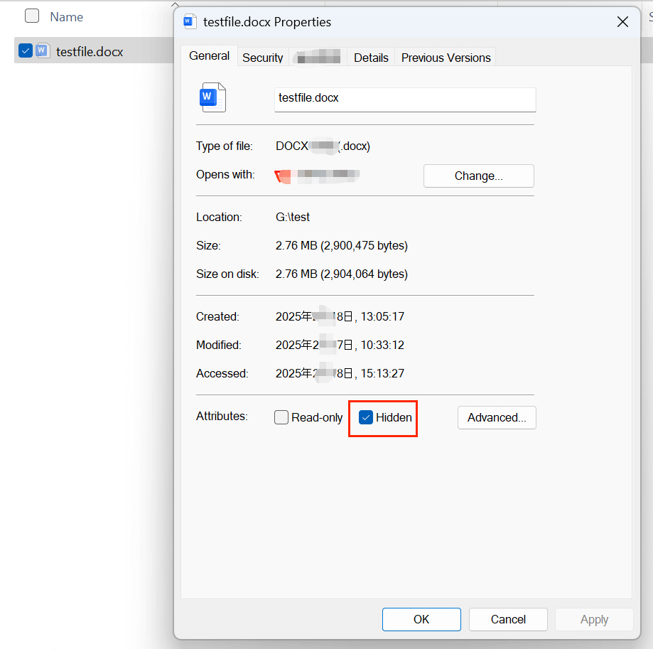 hide and unhide files and folders