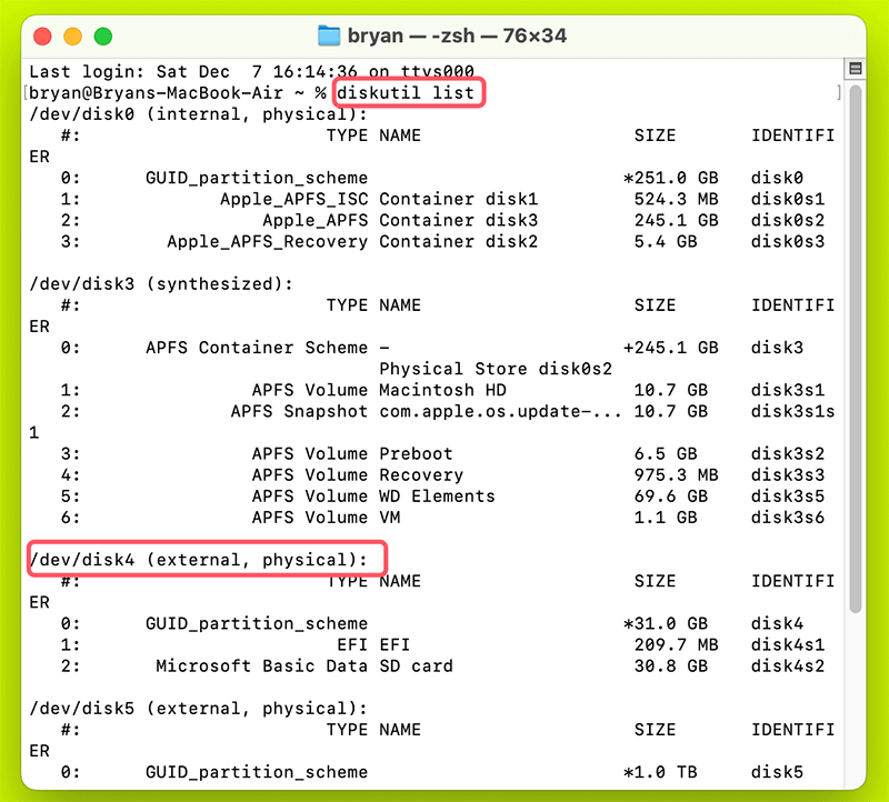 Make a list of disks