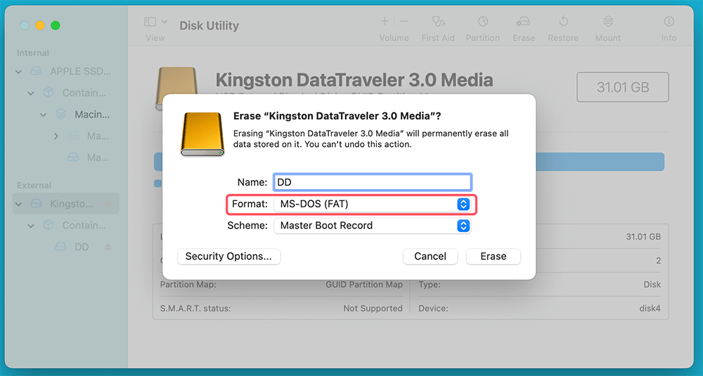 Choose the FAT32 Format