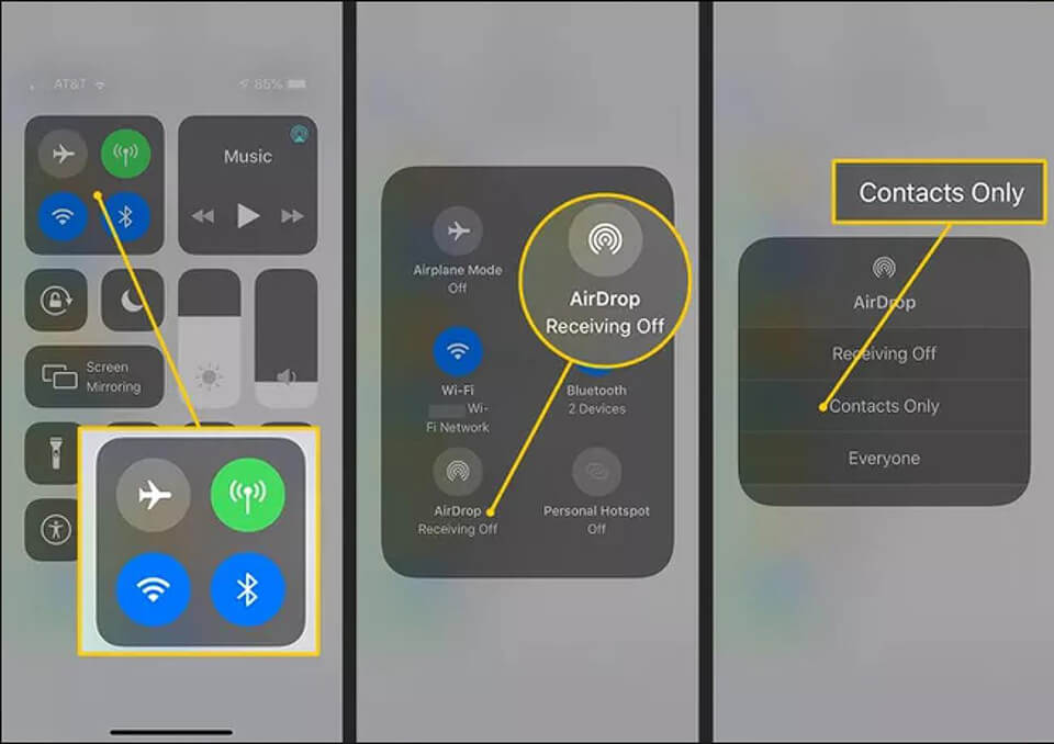 Turn on airdrop from control center