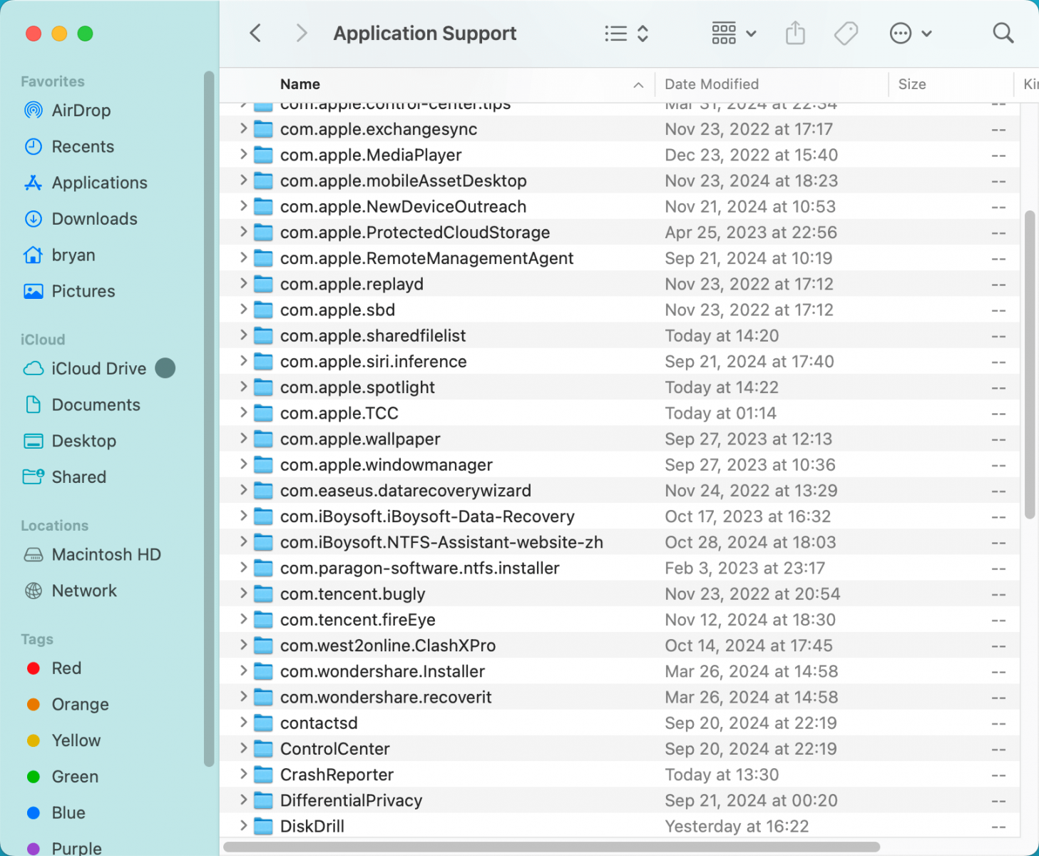 Application Support folder might be lost or corrupted