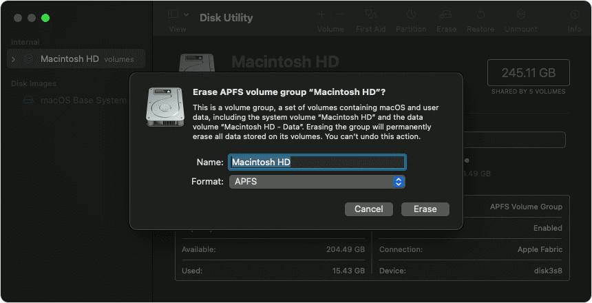 Erase Startup Disk from Disk Utility