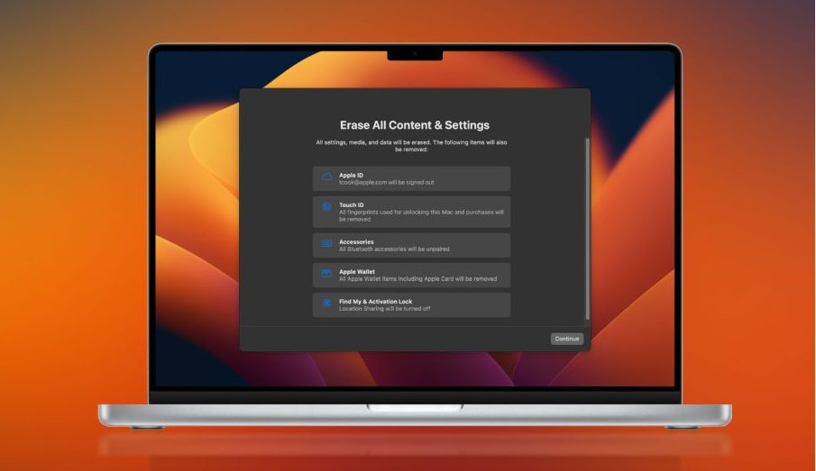 wipe everything from a MacBook Air with Apple silicon