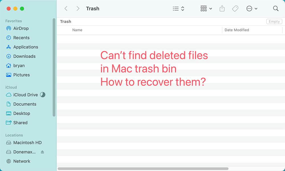 cannot find deleted files in trash Mac