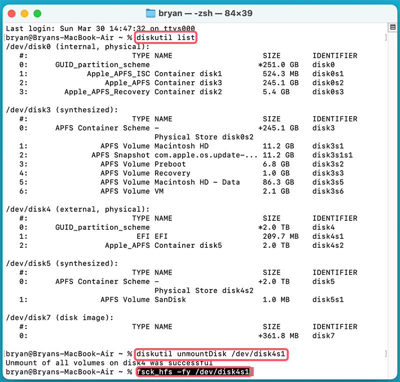 Run FSCK to check and repair the drive