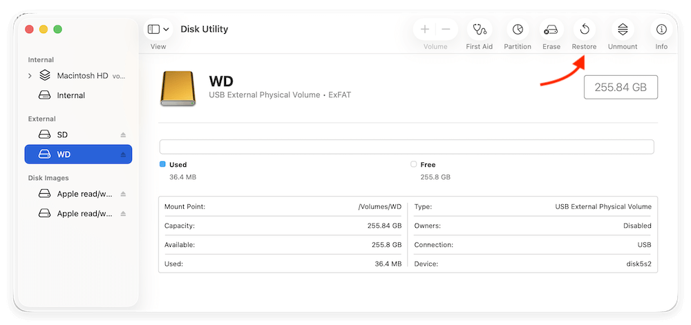 clone Mac SSD to WD external hard drive