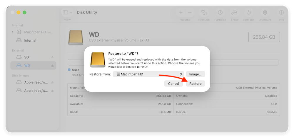 clone Mac SSD to WD external hard drive