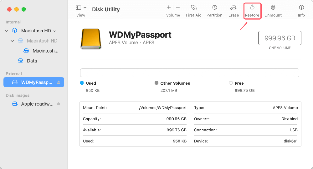clone Mac data to WD My Passport drive