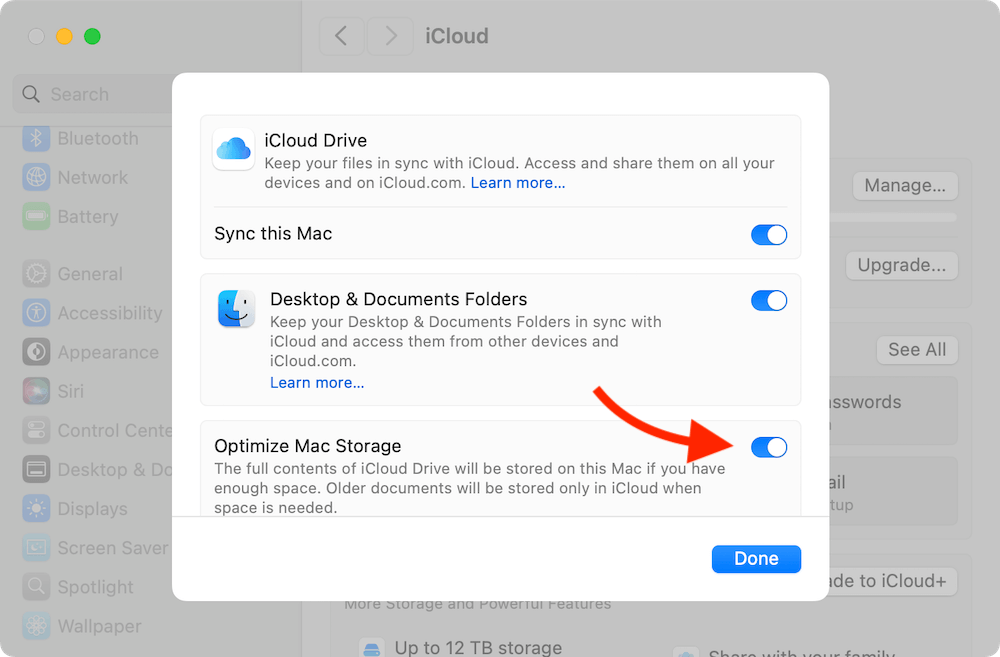 Enable iCloud Photos Optimization