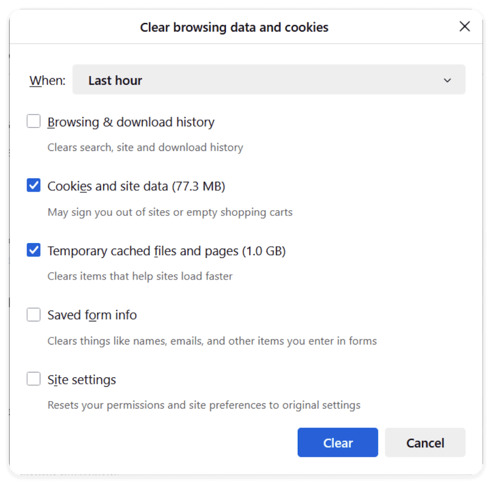 clear all cookies and cache in Firfox