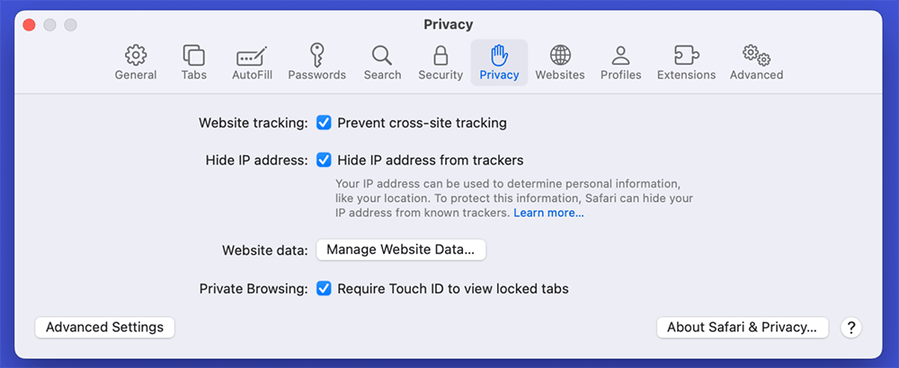 Navigate to Privacy
